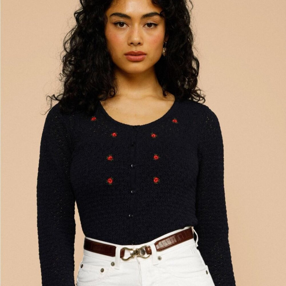Rouje Navy Giovanna Cardigan - Picture 2 of 8